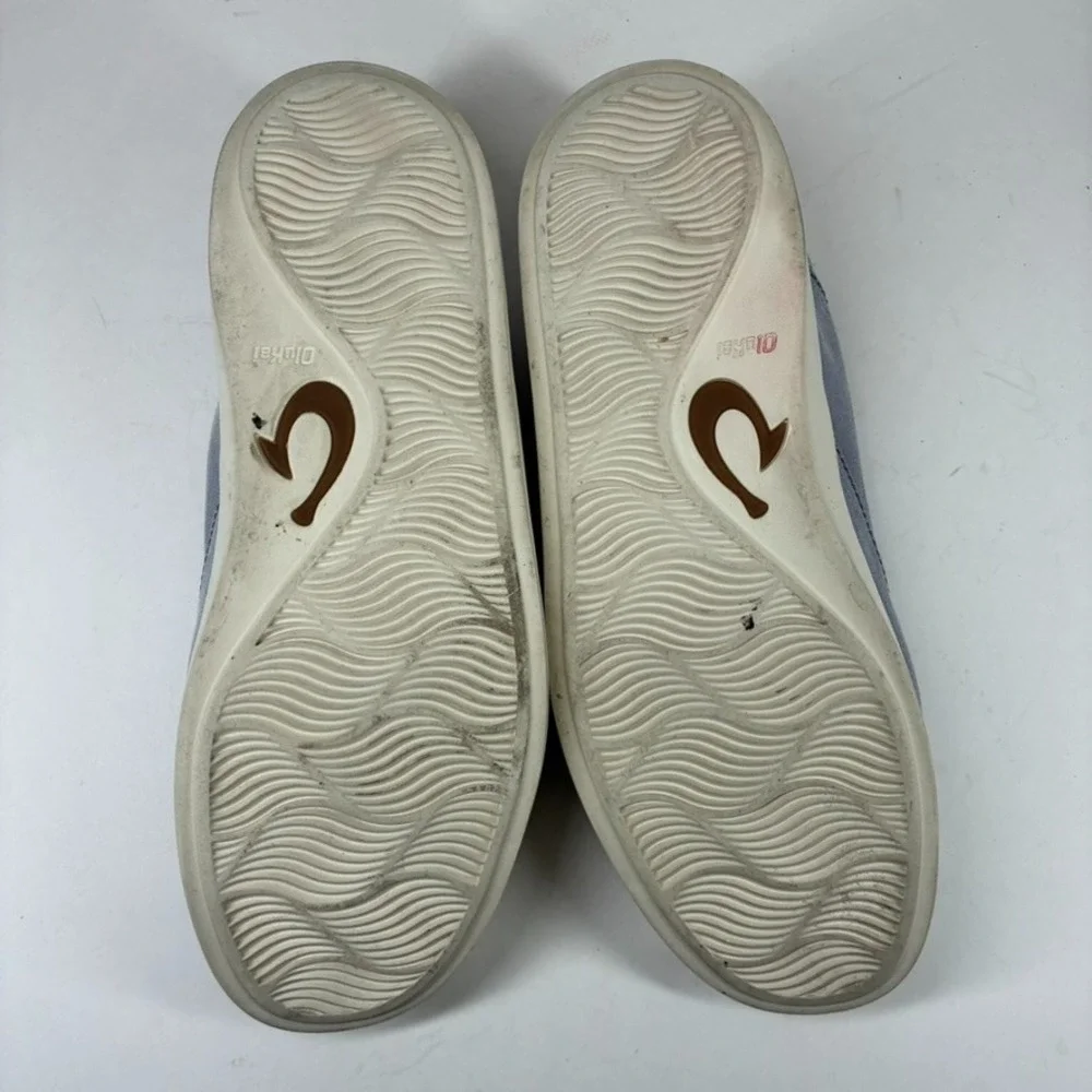 OluKai Tradewind Men's 9 Navy Chambray Linen Casual Everyday Sneakers 10533-5454